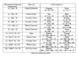Multiplying Polynomials Haloween Coloring Activity By Msmeyersmath The following diagram represents (x 2)(x 3). multiplying polynomials haloween coloring activity