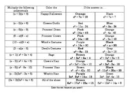 Add, subtract, and multiply polynomials and understand how closure applies under these operations. Multiplying Polynomials Haloween Coloring Activity By Msmeyersmath