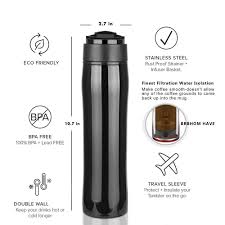 Brbhom Portable French Press Coffee Maker Premium Stainless Steel Vacuum Insu Stainless Steel Coffee Maker Insulated Travel Mugs Stainless Steel French Press