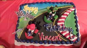 It is made by the princess herself according to toad as well as the ribbon on the side of the cake. Mario Kart Birthday Cake From Walmart Bakery Mario Birthday Mario Birthday Cake Cake