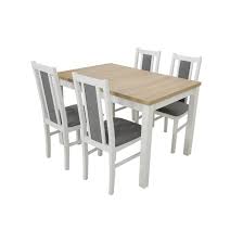 Plateau en dekton et structure en bois disponibles en plusieurs coloris. Ensemble Table A Manger Extensible Structure En Bois Massif Et 4 Chaises Loutraki Sur Notre Boutique En Ligne De Meuble Design