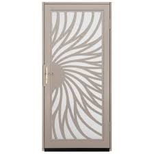 Unique Home Designs 36 In X 80 In Solstice Tan Surface Mount Steel Security Door With White Perforated Steel Security Doors Unique House Design Security Door