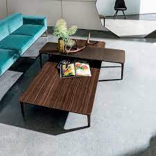 Polished chrome legs and anodized structure or all in lacquered or brushed. Contemporary Coffee Table Slim Sovet Wooden Lacquered Glass Frosted Glass