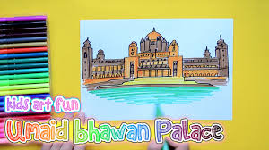 How To Draw And Color The Umaid Bhawan Palace Drawings Art Art For Kids