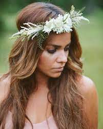 Floral Boho Style Headpiece With Soft Flowers Of Astilbe Lavender Scabiosa And Sea Star Fern Wedding Hair Flowers Beautiful Wedding Flowers Flowers In Hair