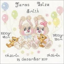 How big is a baby cross stitch kit? Riolis Twins Birth Announcement Cross Stitch Kit 123stitch