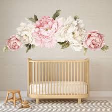 Peony Flower Decals For Walls Set Of 6 Large Self Adhesive Floral Wall Decals Wb419 Floral Wall Decals Flower Wall Decals Floral Wall