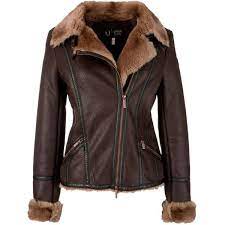 Armani Jeans Shearling Aviator Jacket Chocolate Liked On Polyvore Jackets Custom Leather Jackets Aviator Jackets
