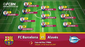 En ecuador serán las 5:15 p.m. Alineaciones Del Barcelona Alaves Final De Copa Del Rey