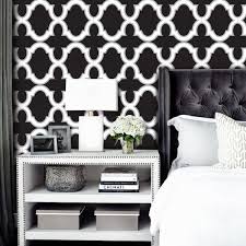 Black And White Accent Wallpaper Moroccan Trellis Pattern Wallpaper Black White White Pattern Wallpaper Geometric Wallpaper In Bedroom Black And White Wallpaper