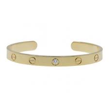 Studded with diamonds, yellow gold or rose gold: Cartier Open Cuff Love Diamond Yellow Gold Bracelet 17cm Cartier Tlc