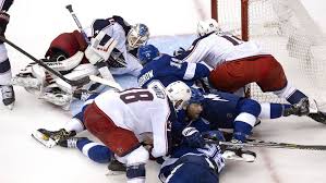 Goaltender matiss kivlenieks #80 of the columbus blue jackets defends the net against the detroit red wings at nationwide arena on may 8, 2021 in columbus, ohio. Lightning Fall To Blue Jackets Series Is Now Even