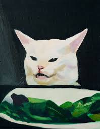 Small Salad Cat Meme Print Cat Print From Original Acrylic Painting Cat Meme Art Christmas Gift Cat Painting Art Cat Art