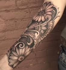Tattoos Black And Gray Daisy Forearm Tattoo 117720 Blackandgraytattoos Sleeve Tattoos For Women Forarm Tattoos For Women Forearm Tattoo Women