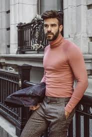 Fall Fashion Inspiration With A Pink Turtleneck Brown Plaid Pants Black Bomber Jacket Mod Mens Fashion Smart Mens Fashion Classy