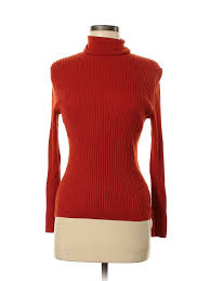 Details About Talbots Women Orange Turtleneck Sweater Med Petite