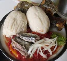 Tipical Togo National Dish Yeyebessissi Fresh Tomato Sauce With Kom Nom African Food Africa Food African Cooking