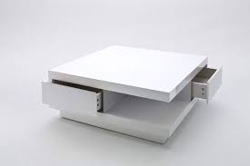 Table basse carrée design blanc laqué avec 2 tiroirs marion. Table Carree Design Yalta 2