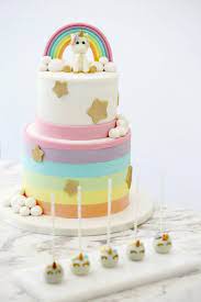 Torte Di Compleanno Particolari Torta A Due Piani Decorazioni Con Arcobaleno E Unicorno Torte Di Compleanno Torte Torte Di Compleanno Maschili