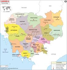 Bản đồ địa lý tự nhiên của campuchia. Political Map Of Cambodia Cambodia Provinces Map