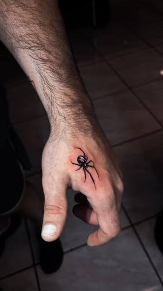 Spider Web Finger Tattoo