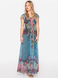 Dillion Mesh Dress Description With An All Over Floral Print Pleated Detail And Cap Sleeves J Johnnywas 3 2 Boho Maxi Dress Beautiful Long Dresses Boho Dress
