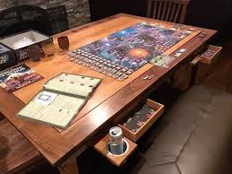 Gaming Table I Love The Pull Out Cup Holders And Dice Drawers Gaming Table Diy Table Games Board Game Table