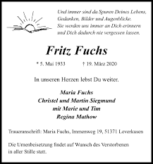 Maybe you would like to learn more about one of these? Traueranzeigen Von Fritz Fuchs Wirtrauern