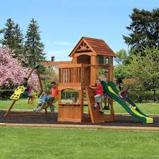 Atlantis Wooden Swing Set Wooden Swing Set Backyard Outdoor Swing Sets