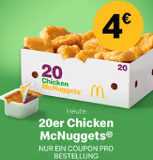 There are 890 calories in 20 piece chicken mcnuggets from mcdonald's. 20er Chicken Mc Nuggets Mcdonalds Oder 20er King Nuggets Burger King Fur Je 4 Dealgott De