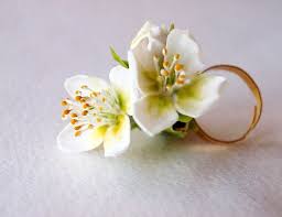 Statement Jasmine Ring Delicate Flower Jewelry Gift Ideas Etsy Flower Jewellery Polymer Clay Flower Jewelry Polymer Clay Flowers