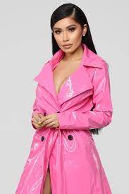 Life In Pink Trench Coat Hot Pink Pink Trench Coat Pink Raincoat Pink Coats For Women