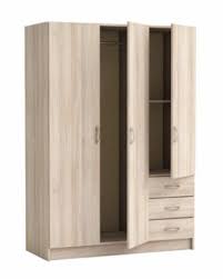 Armoire 3 Portes Armoire 3 Portes 3 Tiroirs Osiris Imitation Acacia Pas Cher Armoire Tall Cabinet Storage Storage Tall Storage