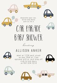 Cute Cars Baby Shower Invitation Template Free Greetings Island