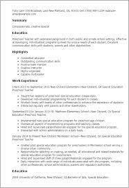 A resume for a preschool teaching job is a short document that contains precise information about your education, teaching skills, and experiences. Special Ed Preschool Teacher Resume Example Mpr