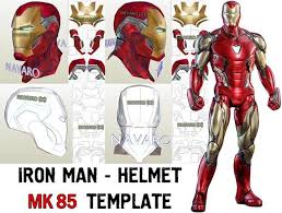 Iron Man Mk 85 Foam Template Iron Man Helmet Template Pepakura Printable Pdf Iron Man Mar Iron Man Helmet Iron Man Cosplay Iron Man