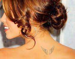 Pin By Lisette Lansbergen On My Style Small Girly Tattoos Neck Tattoo Angel Wings Tattoo
