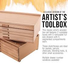 Find a home for everything both small & large at storage box. 10 Drawer Wood Artist Supply Storage Box Tcp Global