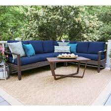 Check spelling or type a new query. Leisure Made Augusta 5 Piece Wicker Outdoor Sectional Set With Navy Cushions 437409 Nvy The Home Depot