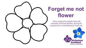 We meet these flowesr in parks, gardens, fields and meadows. Forget Me Not Colouring Sheet Alzheimer Scotland