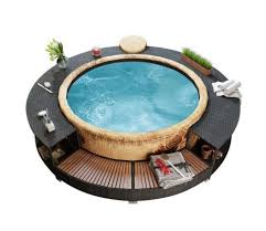 Rattan Spa Umrandung Rund Schwarz Whirlpool Spa Spa Design Whirlpool Hinterhof