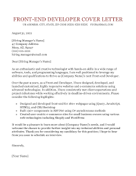 Front End Developer Cover Letter Sample Resume Genius