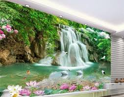 Wallpaper Pemandangan 3 Dimensi Us 8 85 41 Off Beibehang Kustom 3d Wallpaper Tiga Dimensi Pemandangan Air Terjun Lanskap 3d Wallpa Pemandangan Mural Lanskap