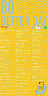 80 Songs For A Better Day You Can Hear It From A Lot Of People And From Scientific Research That Listening To Music Ca Upbeat Songs Uplifting Songs Music Mood