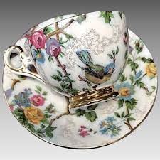 English Bone China Vintage Old Royal Bone China Cup And Saucer Set English Bone China Floral Teacup Birds On B Tea Cups Tea Cup Collection Pretty Tea Cups