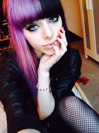 Black And Dark Purple Hair Half And Half Scene Hair Pink And Black Hair Hair Color Purple Purple Black Hair