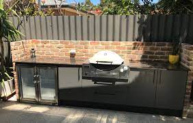 Pelican grill shops sells top brands of. Outdoor Kitchen With Weber Q Bbq Beefeater Fridge And Laminex Cabinetry Outdoor Kitchen Appliances Outdoor Kitchen Design Outdoor Bbq Kitchen