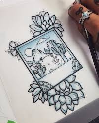 Drew This Little Desert Polaroid And Succulents Would Really Like To Tattoo It Dm Me If Interested Art Drawings Tattoos Tattoo Inspiration
