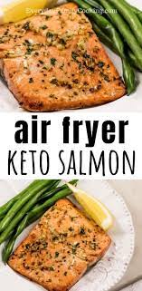 Air Fryer Garlic Butter Salmon Cooked From Fresh And Frozen Recipe Air Fryer Dinner Recipes Cooking Salmon Salmon Recipes