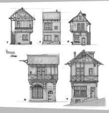 Medieval Houses Sketches By Rhynn Timber Trails Turnkey Tiny House Cabin Kits And Custom In 2020 House Sketch Medieval Houses House Drawing